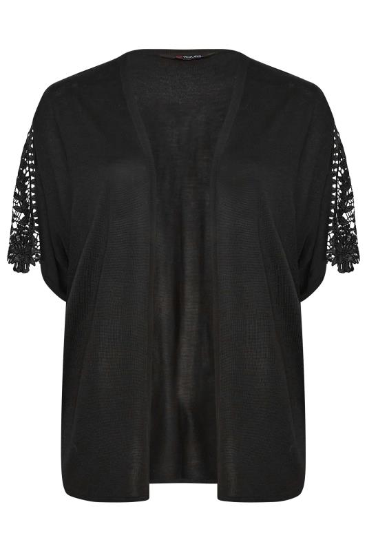 YOURS Plus Size Black Crochet Sleeve Kimono | Yours Clothing 8