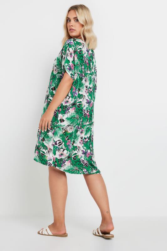 YOURS Plus Size Green Tropical Print Tunic Dress | Yours Clothing 3