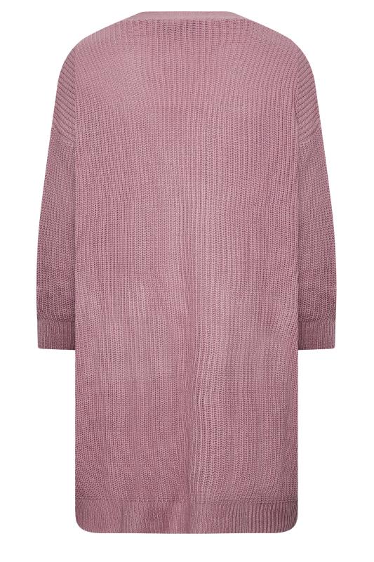 Curve Pink Pocket Knitted Midi Cardigan 7