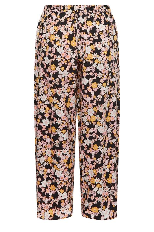YOURS Plus Size Black Floral Wide Leg Trousers | Yours Clothing 6