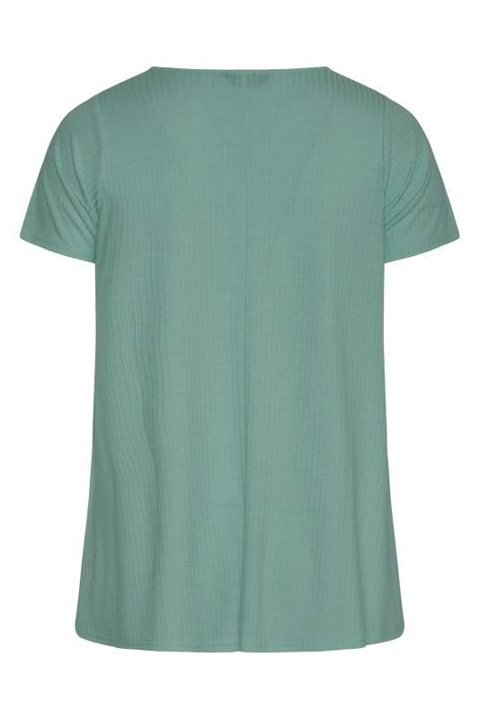 Plus Size Sage Green Ribbed Swing Top | Yours Clothing 6