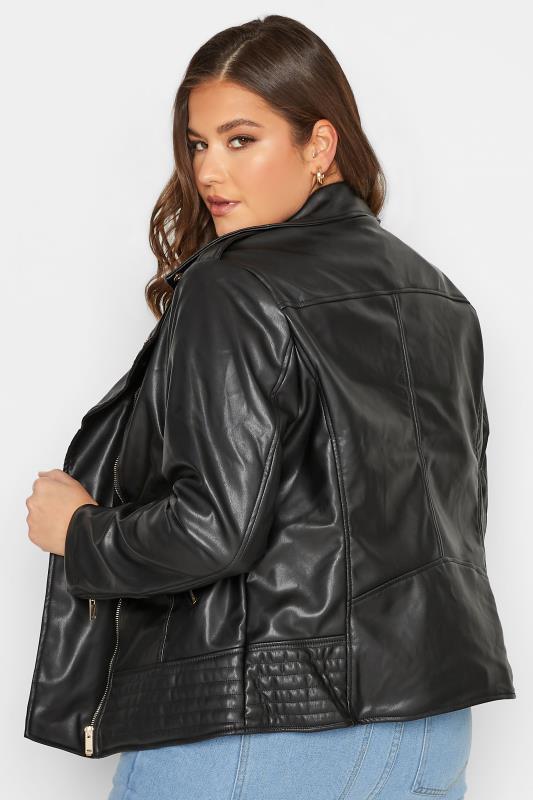 YOURS Plus Size Faux Leather Biker Jacket | Yours Clothing 3