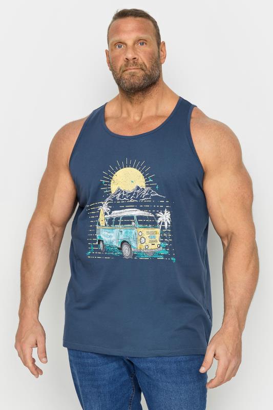 Men's  BadRhino Big & Tall Blue Campervan Print Vest Top