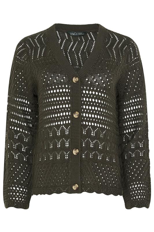 M&Co Chocolate Brown V-Neck Crochet Cardigan | M&Co 5