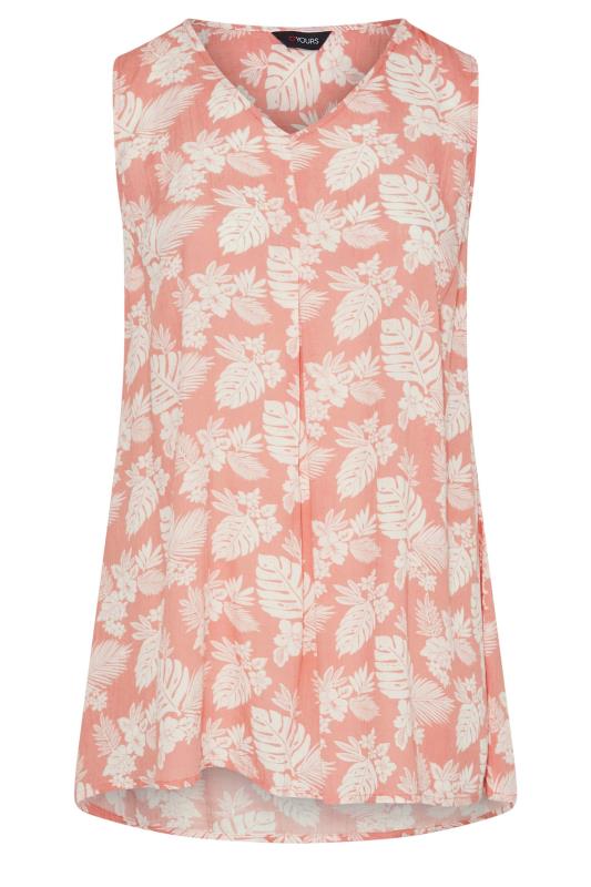 Plus Size Pink Leaf Print Swing Vest Top | Yours Clothing 4