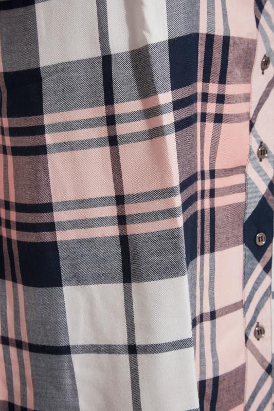 Plus Size Pink & Navy Check Boyfriend Shirt | Yours Clothing  5