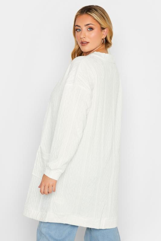 YOURS LUXURY Plus Size White Soft Touch Cable Knit Cardigan | Yours Clothing 4