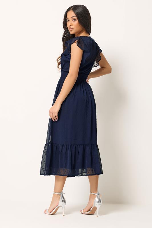 PixieGirl Petite Women's Navy Blue Dobby Maxi Dress | PixieGirl 4