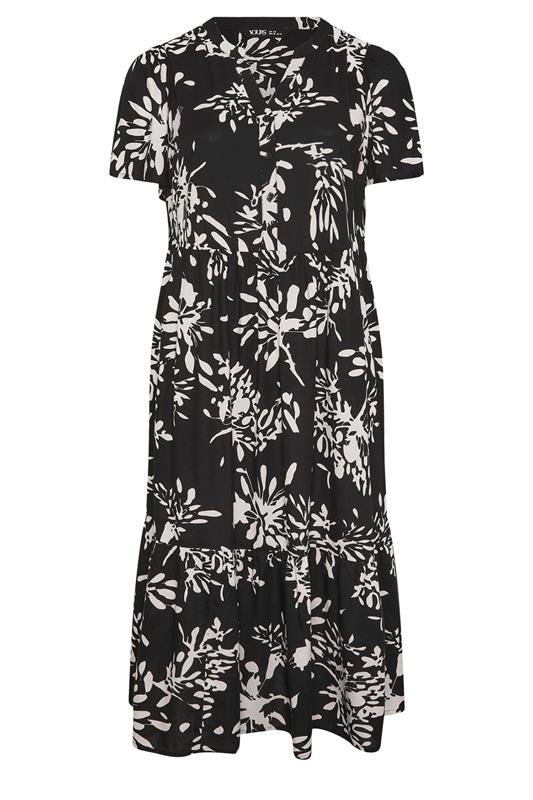 YOURS Plus Size Black Abstract Placket Dress | Yours Clothing 5