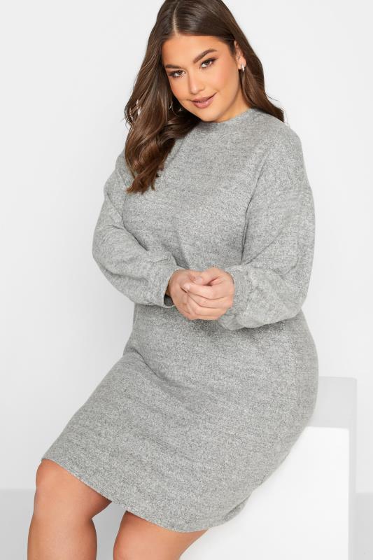 YOURS Plus Size Grey Marl Soft Touch Midi Dress | Yours Clothing 4