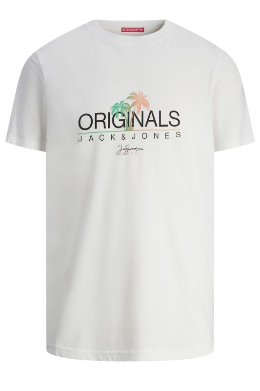 JACK & JONES Big & Tall White Palm Tree Print 'Originals' T-Shirt | BadRhino 2