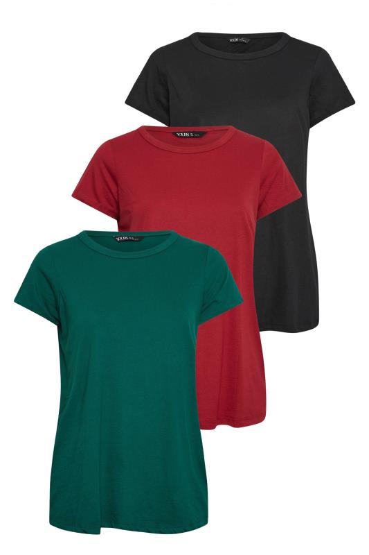 YOURS 3 PACK Plus Size Green & Red T-Shirts | Yours Clothing 9