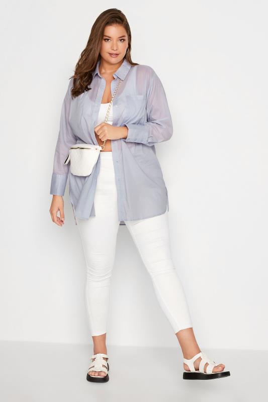 Plus Size Grey Pocket Oversized Shirt | Yours Clothing 2