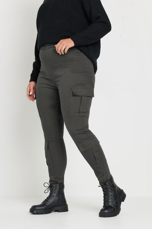 YOURS Plus Size Grey Cargo Pocket Jeggings | Yours Clothing 3