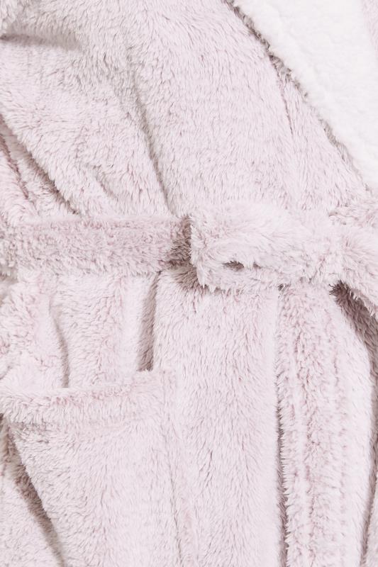 Plus Size Pink Contrast Hooded Dressing Gown | Yours Clothing 6