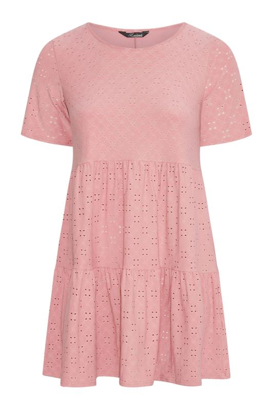 LIMITED COLLECTION Curve Pink Broderie Anglaise Tiered Smock Top_X.jpg