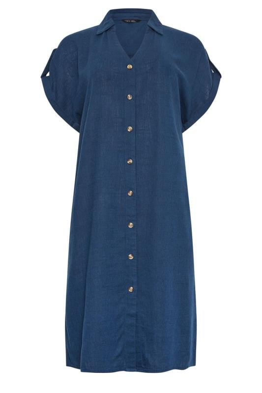 M&Co Navy Blue Short Sleeve Linen Shirt Dress | M&Co 5