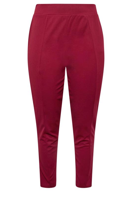 Plus Size Wine Red Stretch Tapered Trousers | Yours Clothing 4