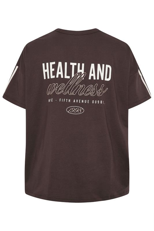 YOURS ACTIVE Plus Size Chocolate Brown 'Health & Wellness' T-Shirt | Yours Clothing 8