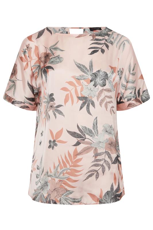 YOURS Plus Size Pink Floral Print Keyhole Back Blouse | Yours Clothing 6
