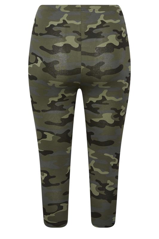 YOURS Plus Size Khaki Green Camo Cropped Leggings | Yours Clothing 6