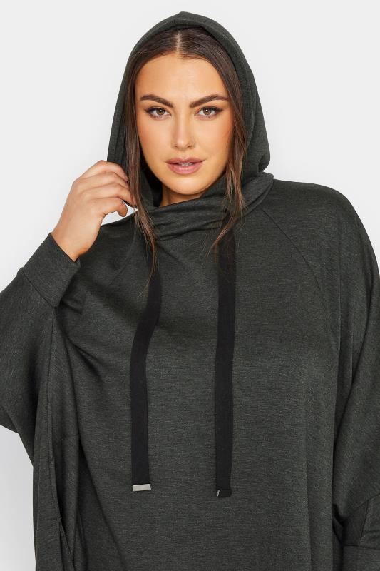 YOURS LUXURY Plus Size Charcoal Grey Tie Detail Oversized Hoodie | Yours Clothing 5