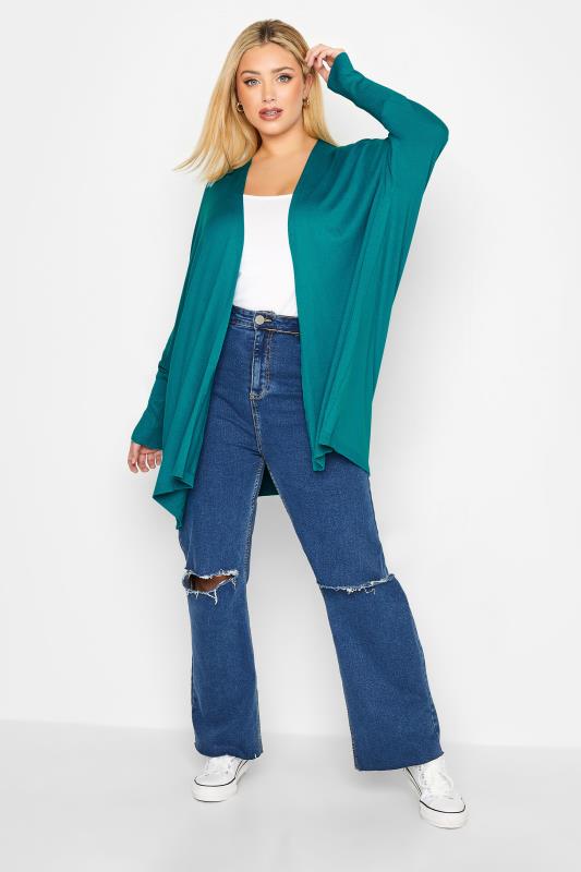 YOURS Plus Size Blue Batwing Sleeve Cardigan | Yours Clothing 2