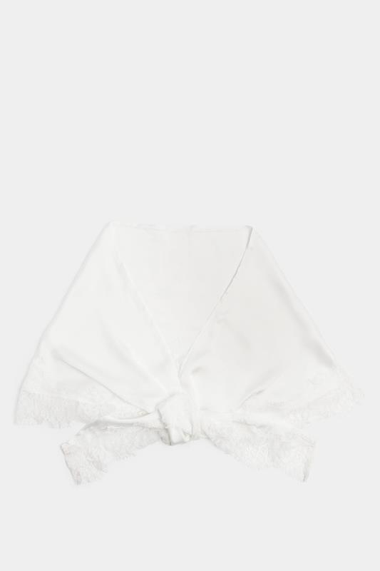 YOURS pañuelo de satén blanco con encaje