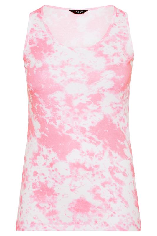Plus Size Pink Tie Dye Ribbed Vest Top | Yours Clothing  6