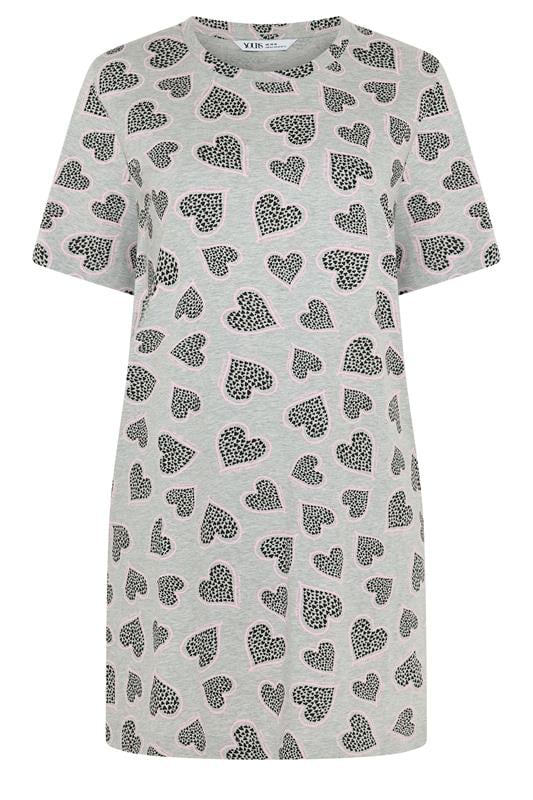 YOURS Plus Size Grey Cluster Heart Nightdress | Yours Clothing 5