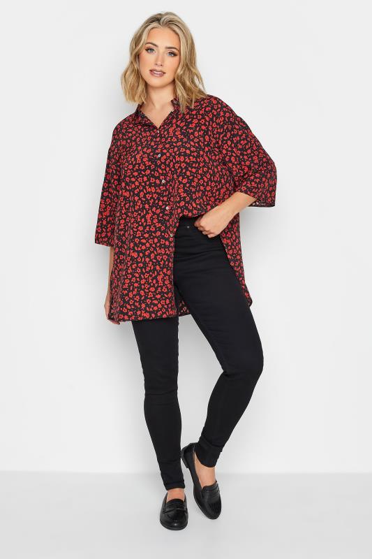 YOURS Plus Size Red Floral Print Shirt | Yours Clothing 2