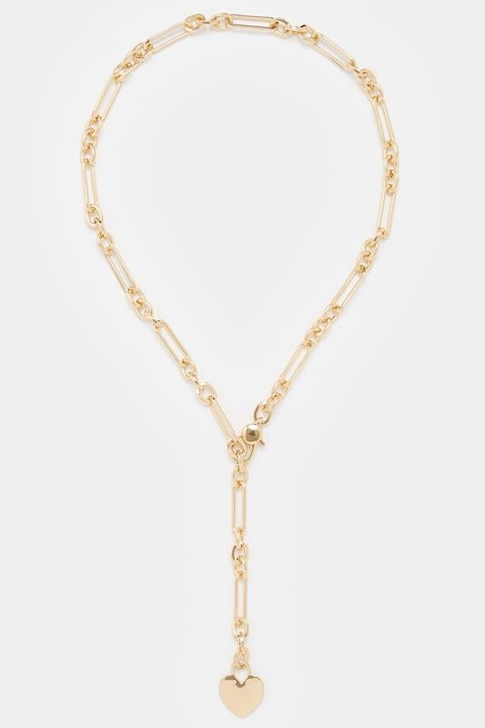 Collier à maillons doré avec breloques en forme de cœur