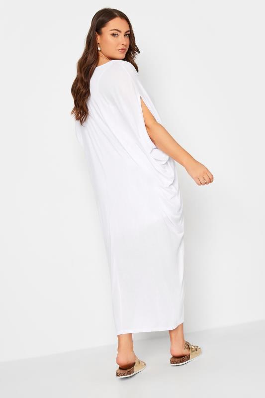 YOURS Curve Plus Size White Double Layered Midi Dress | Yours Clothing  4