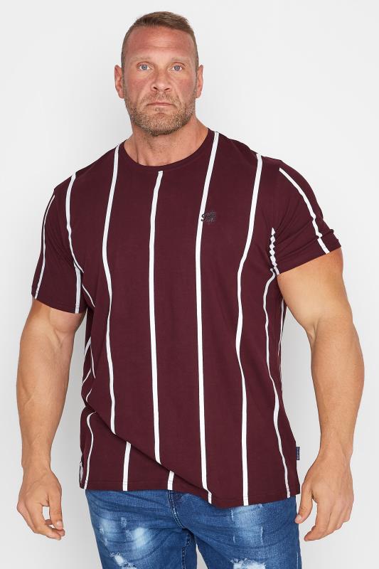 BadRhino Big & Tall Burgundy Red Stripe Baseball T-Shirt | BadRhino 1