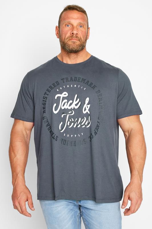 JACK & JONES Big & Tall Blue Printed Logo T-Shirt 1