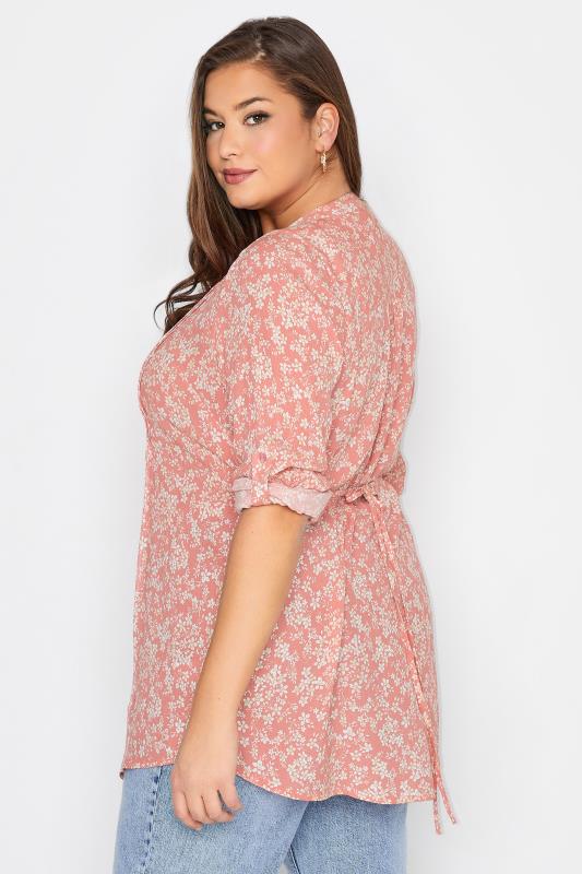 Plus Size Coral Pink Pintuck Shirt | Yours Clothing 3
