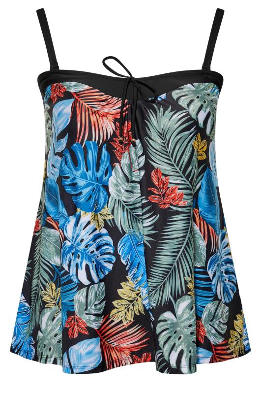 Plus Size Black Tropical Print A-Line Tankini | Yours Clothing 6