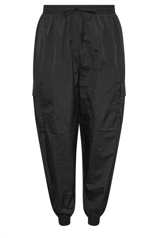 YOURS Plus Size Black Cargo Pocket Parachute Trousers | Yours Clothing 5