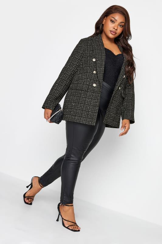 YOURS Curve Black Metallic Boucle Blazer | Yours Clothing 3