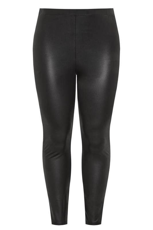 Black Coated Stretch Leggings | Yours Clothing