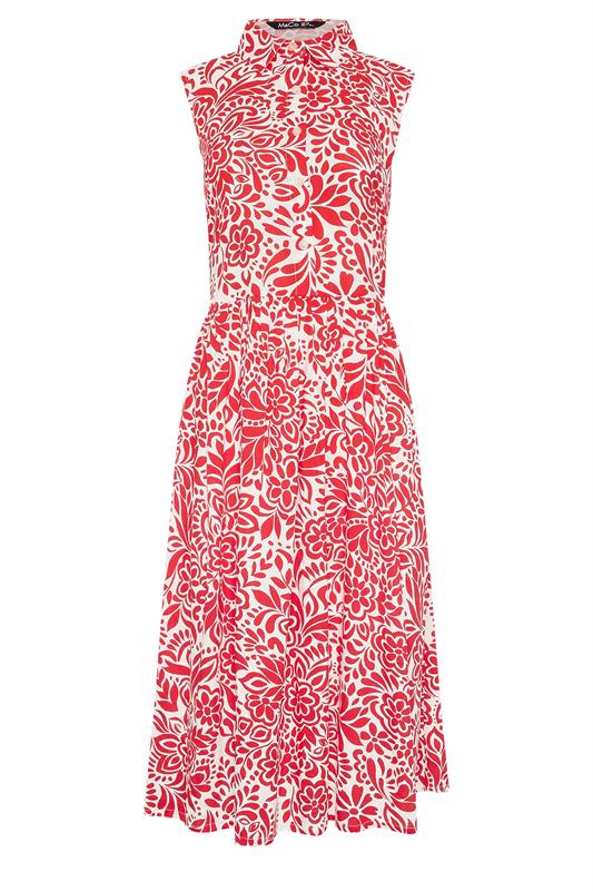 M&Co Red and White Abstract Printed Sleeveless Shirt Dress | M&Co 6