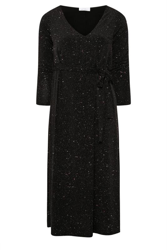 YOURS LONDON Plus Size Black & Pink Glitter Party Maxi Dress | Yours Clothing 6