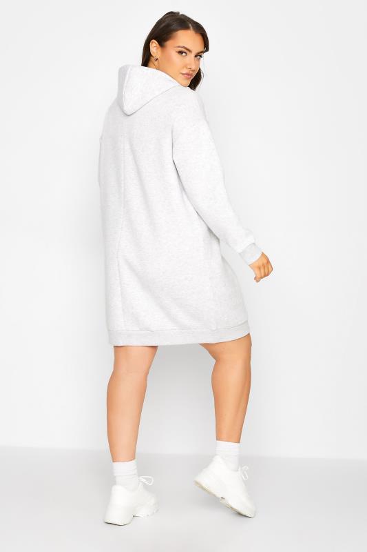 Plus Size Grey 'New York' Slogan Hoodie Dress | Yours Clothing 3