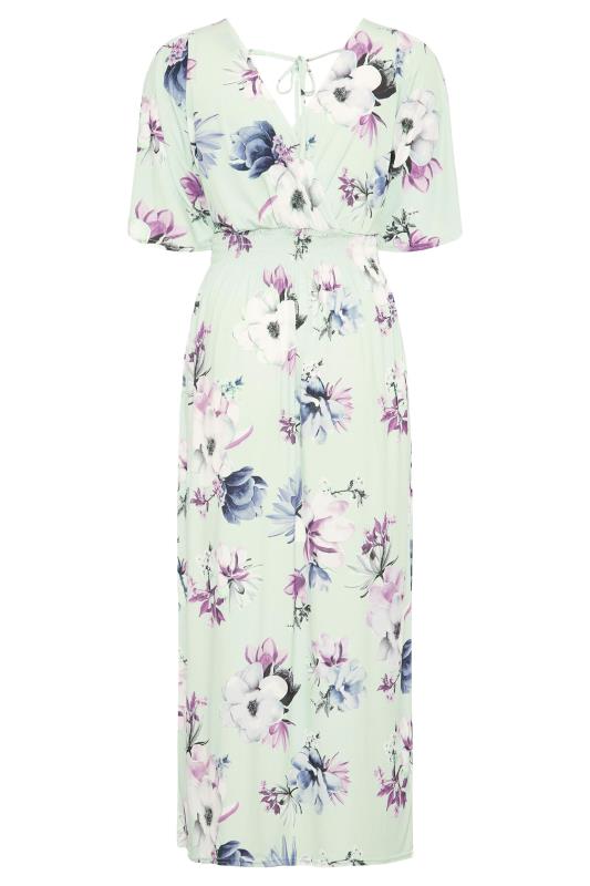 YOURS LONDON Plus Size Mint Green Floral Shirred Waist Maxi Dress | Yours Clothing 6