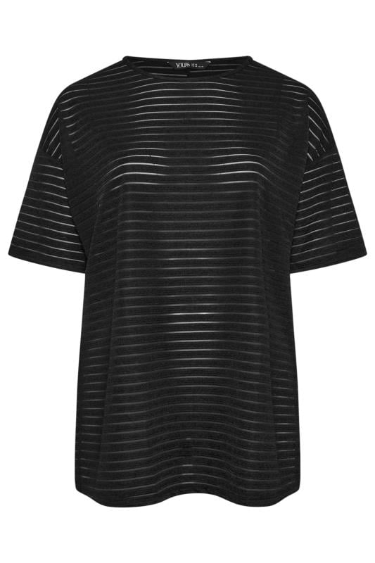 Black mesh stripe top online