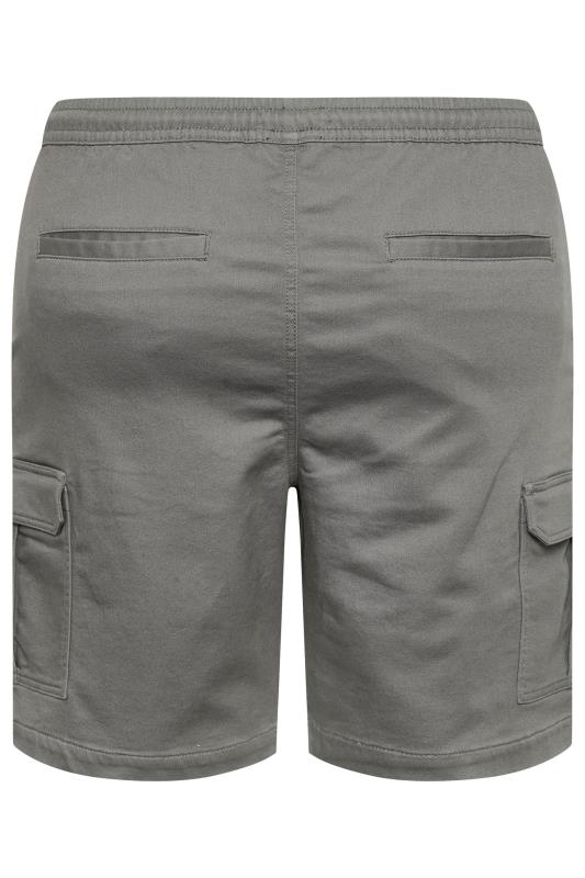 BadRhino Big & Tall Grey Elasticated Waist Cargo Shorts | BadRhino 6