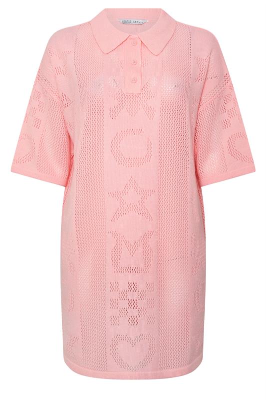 LIMITED COLLECTION Plus Size Pink Sea Knitted Dress | Yours Clothing 5