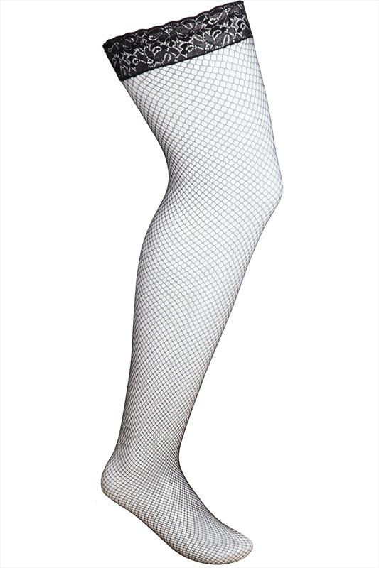 Black Fish Net Lace Top Hold Ups 2
