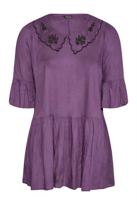 LIMITED COLLECTION Purple Embroidered Collar Peplum Blouse_F.jpg