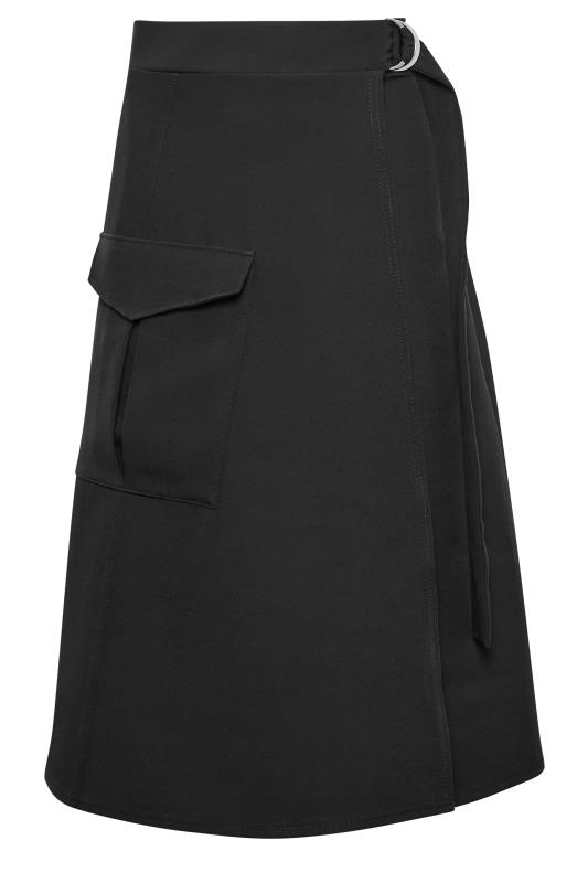 Petite Black Utility Wrap Midi Skirt | PixieGirl 4